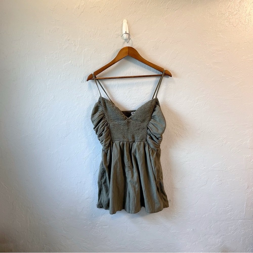 Aerie Green Cotton Romper Size Large NWOT Coastal Cruise Vacation Beachy